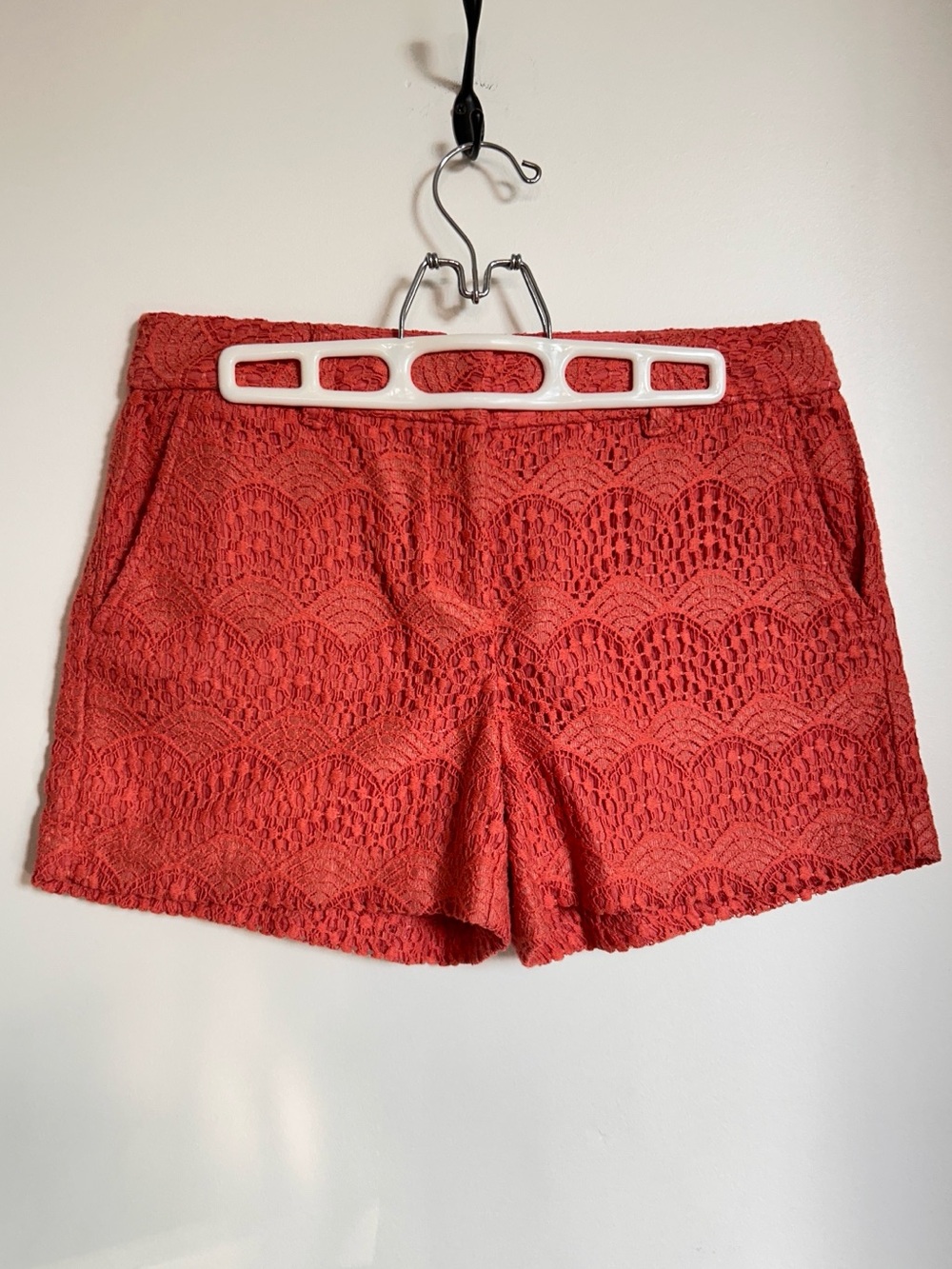 NWOT LOFT LACE OVERLAY CORAL SHORTS